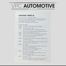 Load image into Gallery viewer, Frank Biela ABT Audi Sport Team Promo Card - British Touring Car Championship 97

